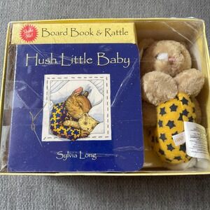 Vintage Hush LIttle Baby by Sylivia Long Board Book & Bunny Rattle Set